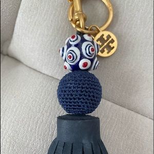 Tory Burch Orb Leather Tassel Keychain